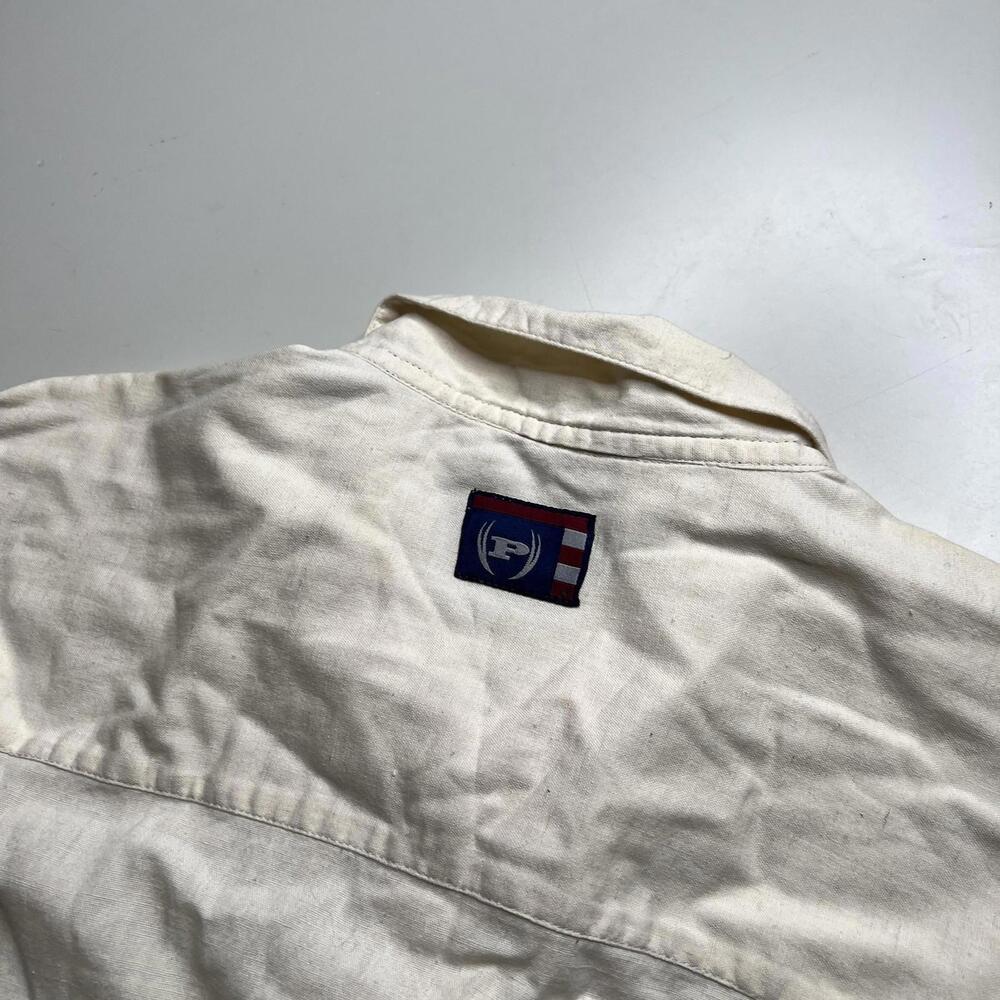 Phat Farm Shirt Mens 2XL White Cotton Linen Short Sleeve Button Up Logo Casual - Picture 5 of 6